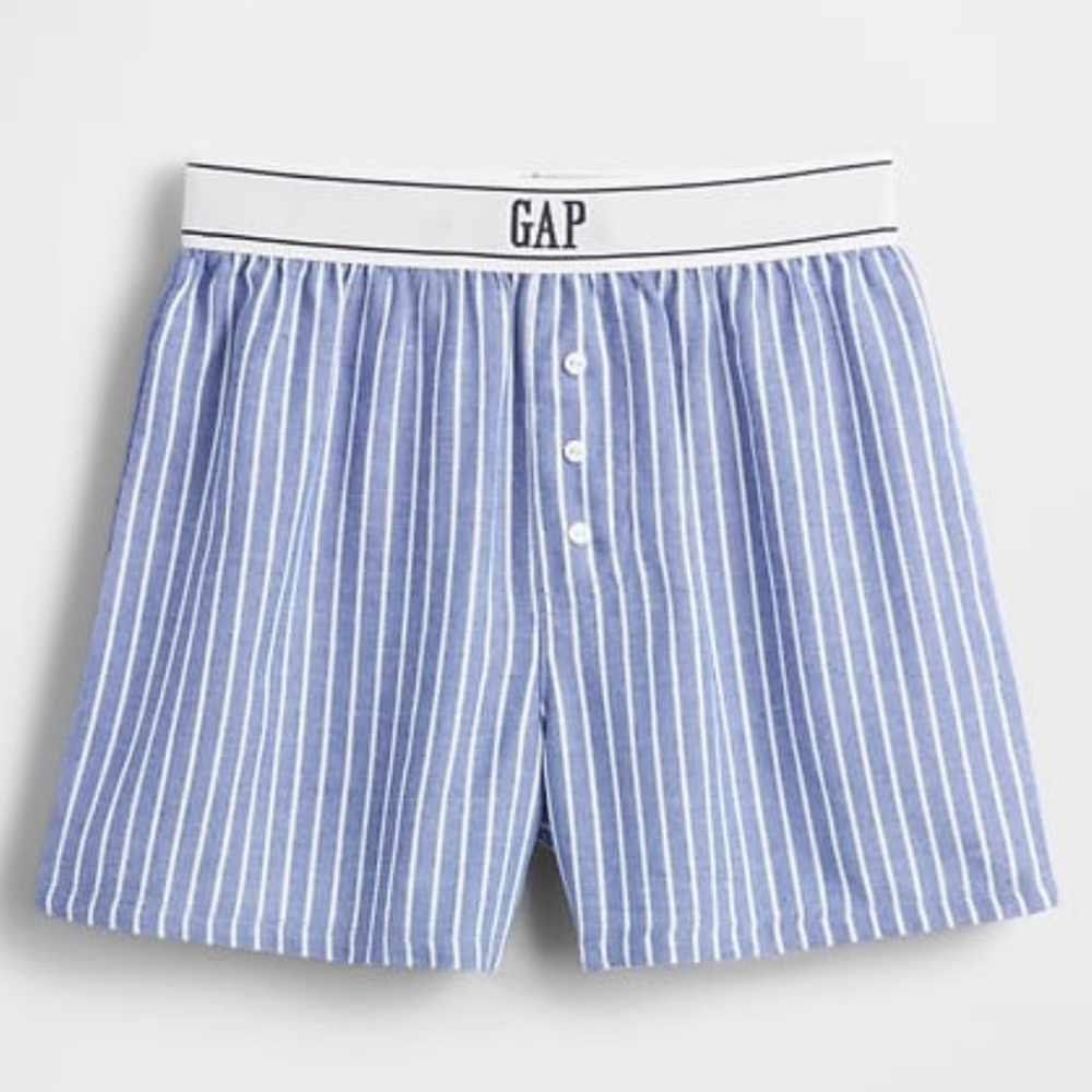 GAP Light Blue and White Striped Boxers